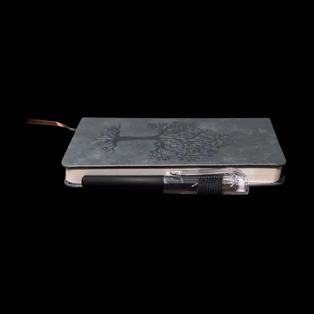Charcoal Gray Tree of Life Embossed Small Hardcover Lined Journal with Pen